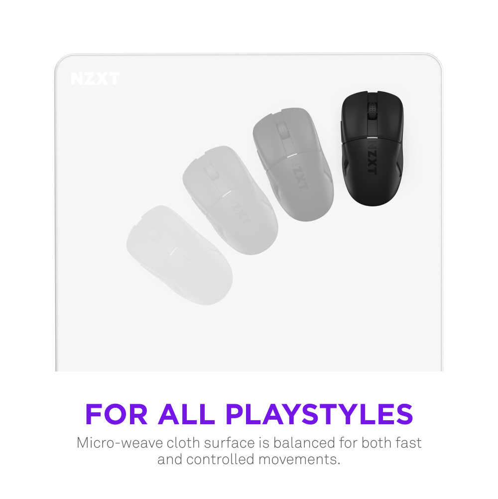 White Zone XL Mousepad with a Lift Elite Wireless Mouse moving across the mousepad