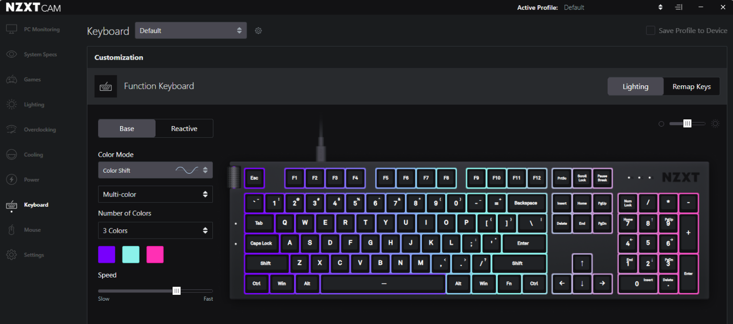 NZXT CAM x Function Keyboard
