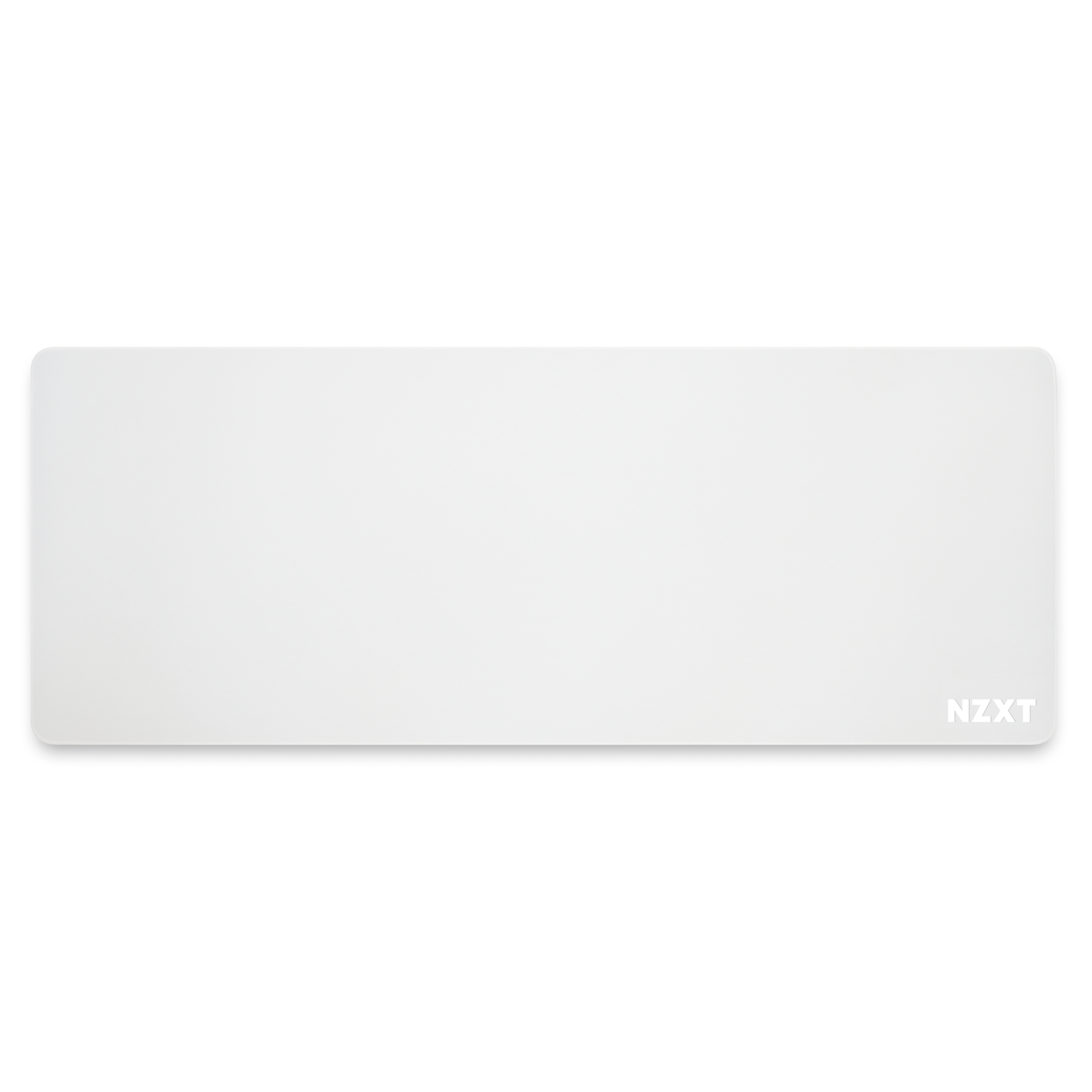 The NZXT MXL900 is a large, rectangular mouse pad with a low-friction surface, rounded corners, black edge, and the white NZXT logo in the bottom right corner.
