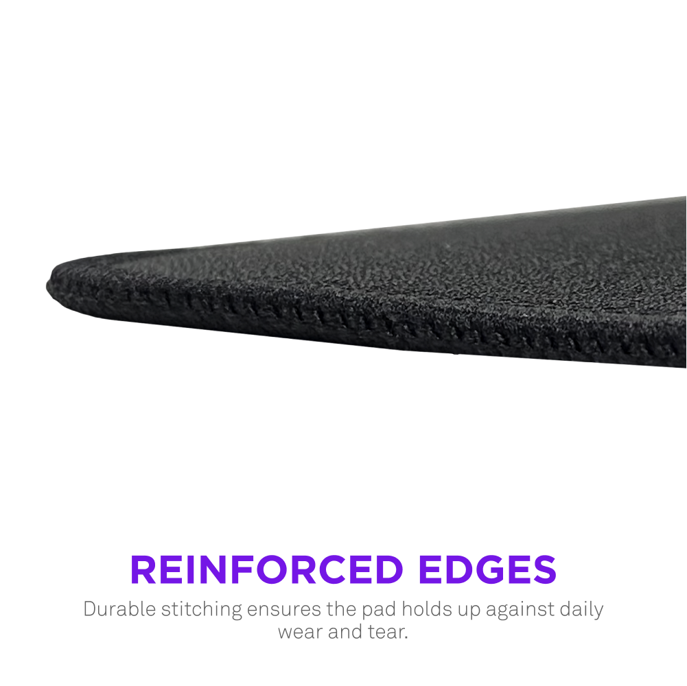 Close up to the black Zone XLMousepad’s reinforced edges